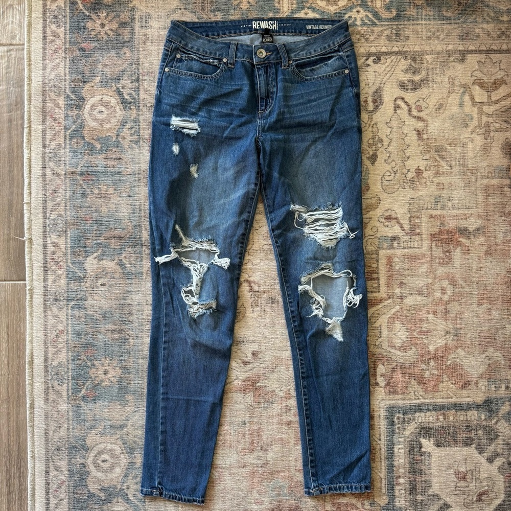 Rewash Blue Skinny Jeans with Distressed Details